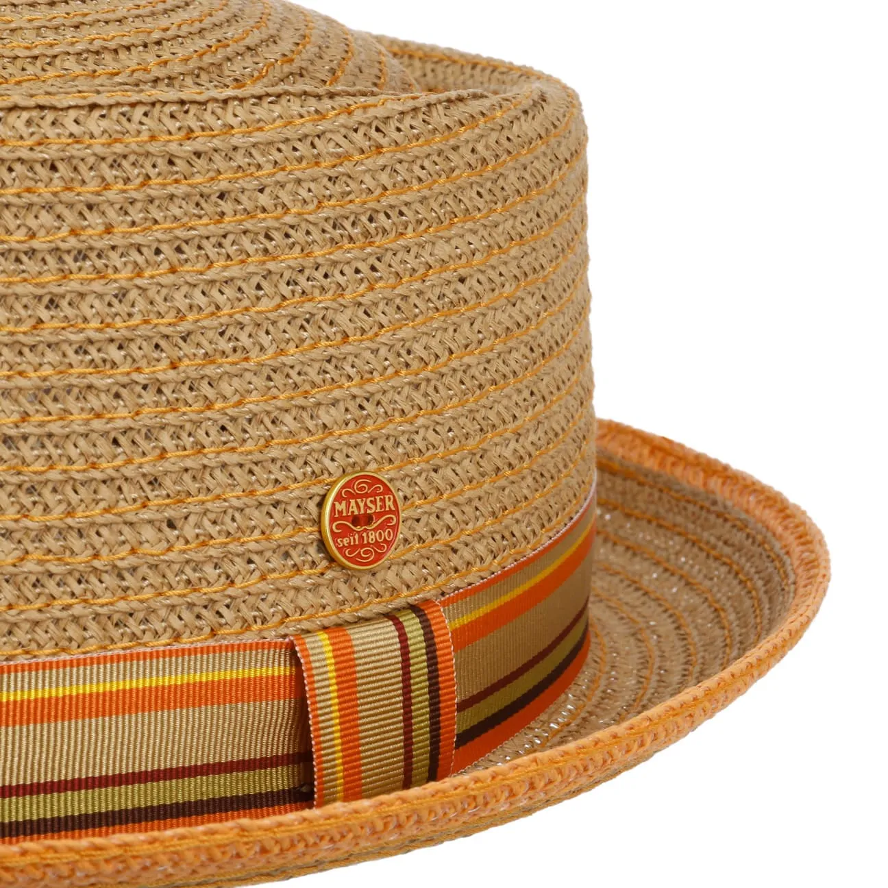 Andy Orange Pork Pie Straw Hat by Mayser