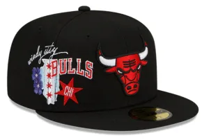 Chicago Bulls New Era Black Windy City Cluster 59FIFTY Fitted Hat