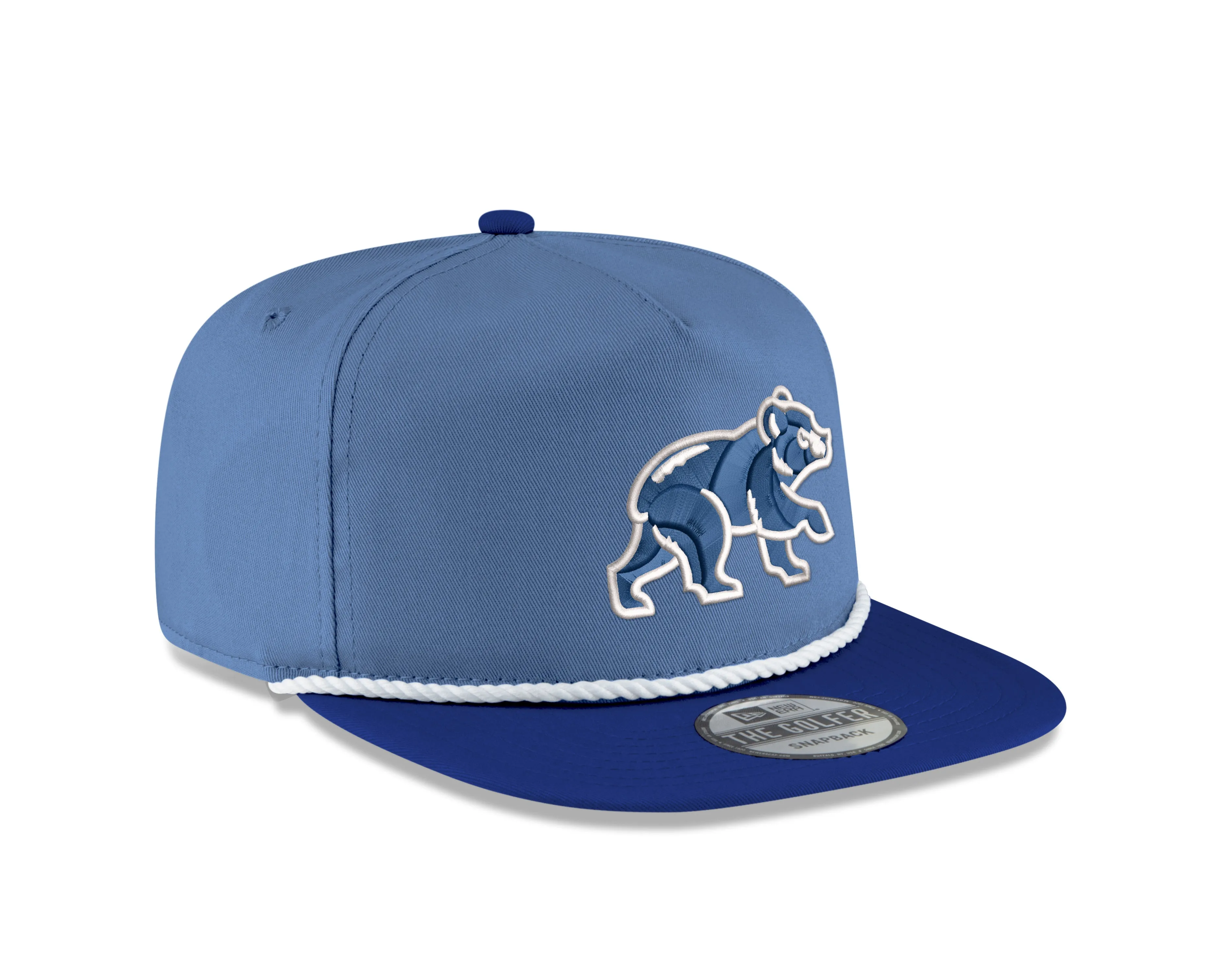 Chicago Cubs New Era Sky Blue/Royal Blue Spring Training Bear Golfer Snapback Adjustable Hat