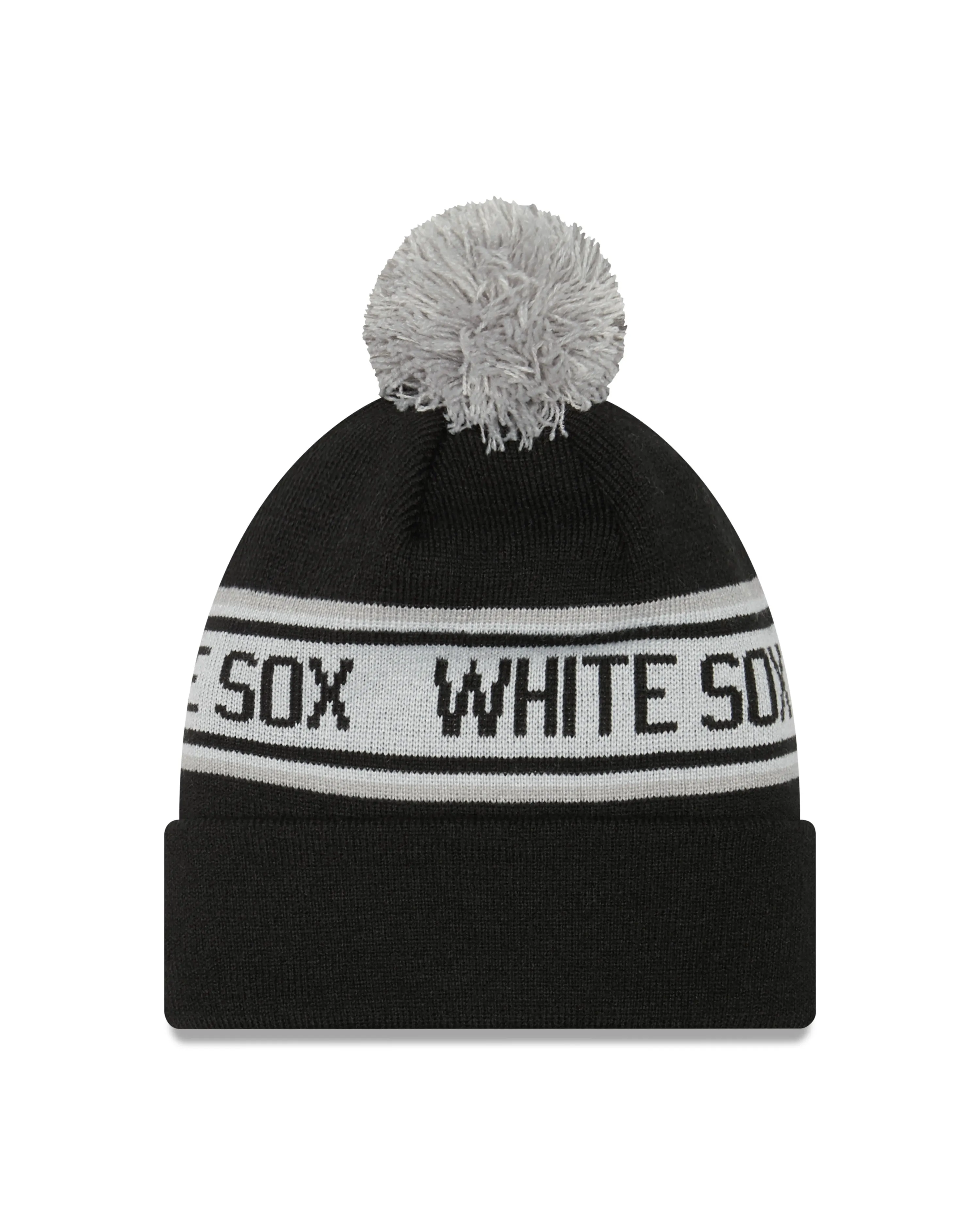 Chicago White Sox New Era Black Repeat Cuffed Pom Knit Hat