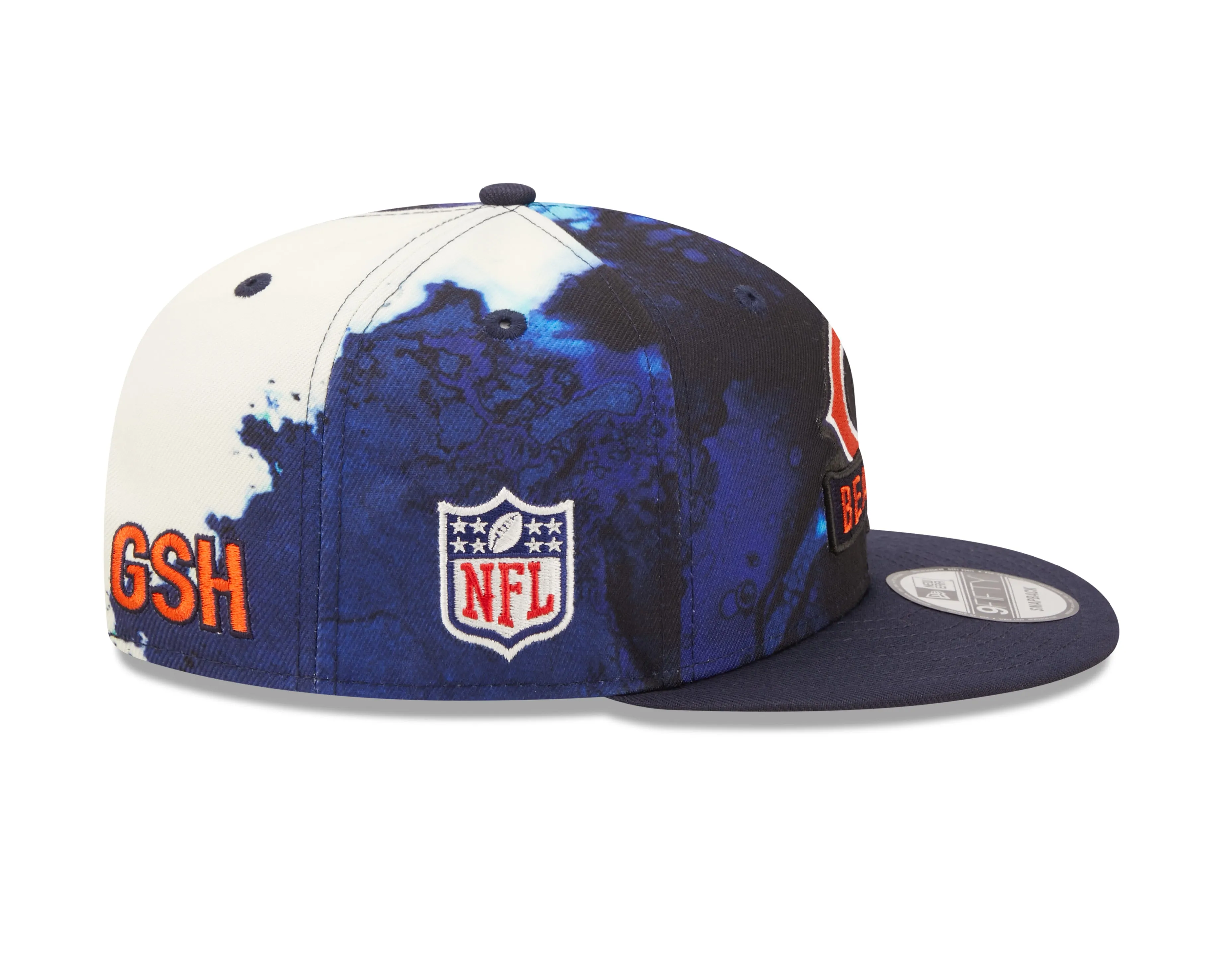 Men's Chicago Bears New Era Navy Ink 2022 NFL Sideline Primary Logo 9FIFTY Snapback Adjustable Hat