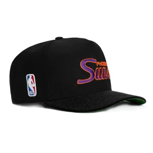 New Era 9Fifty A-Frame Phoenix Suns NBA Logo Patch Script Snapback Hat - Black