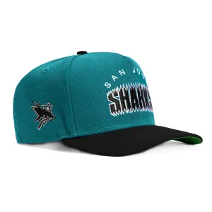 New Era 9Fifty A-Frame San Jose Sharks Logo Patch Word Snapback Hat - Teal, Black