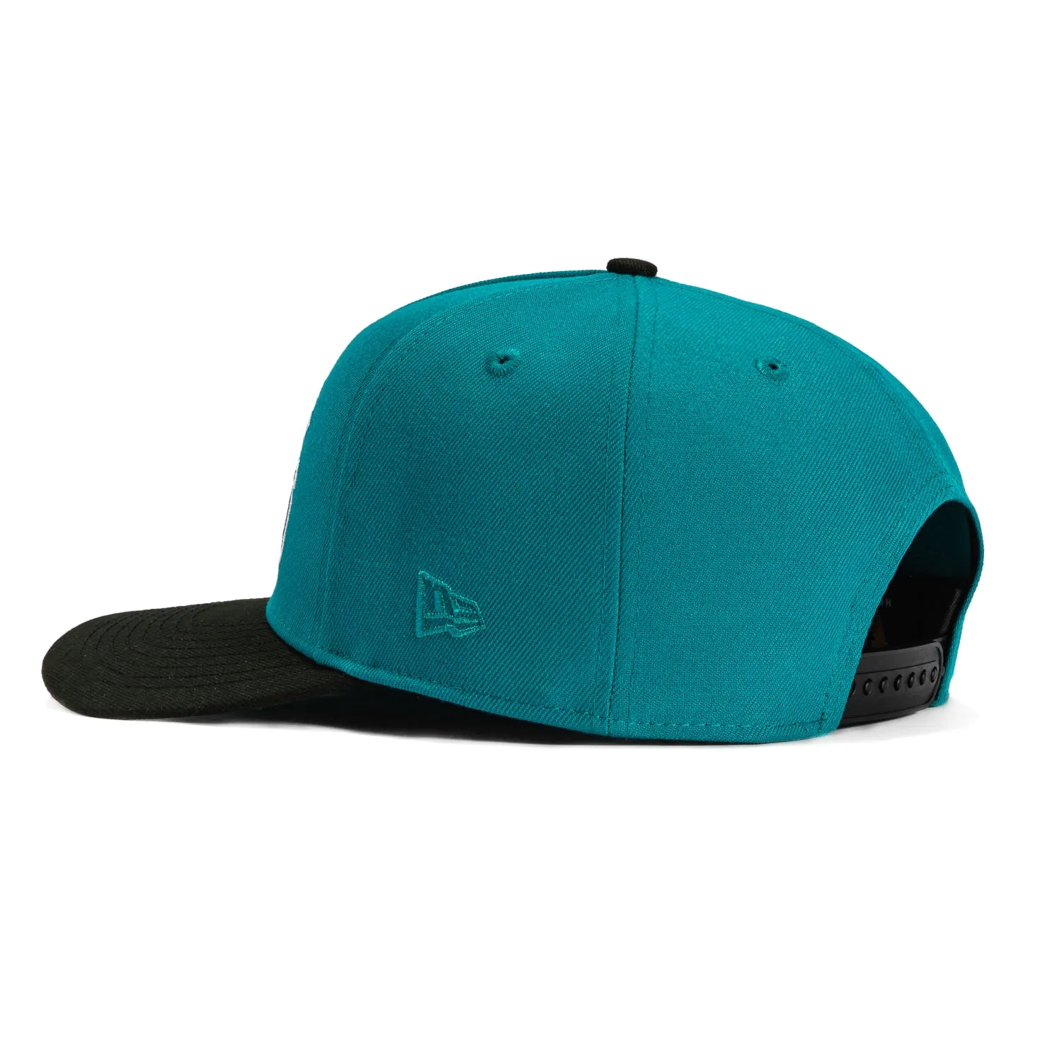 New Era 9Fifty A-Frame San Jose Sharks Logo Patch Word Snapback Hat - Teal, Black