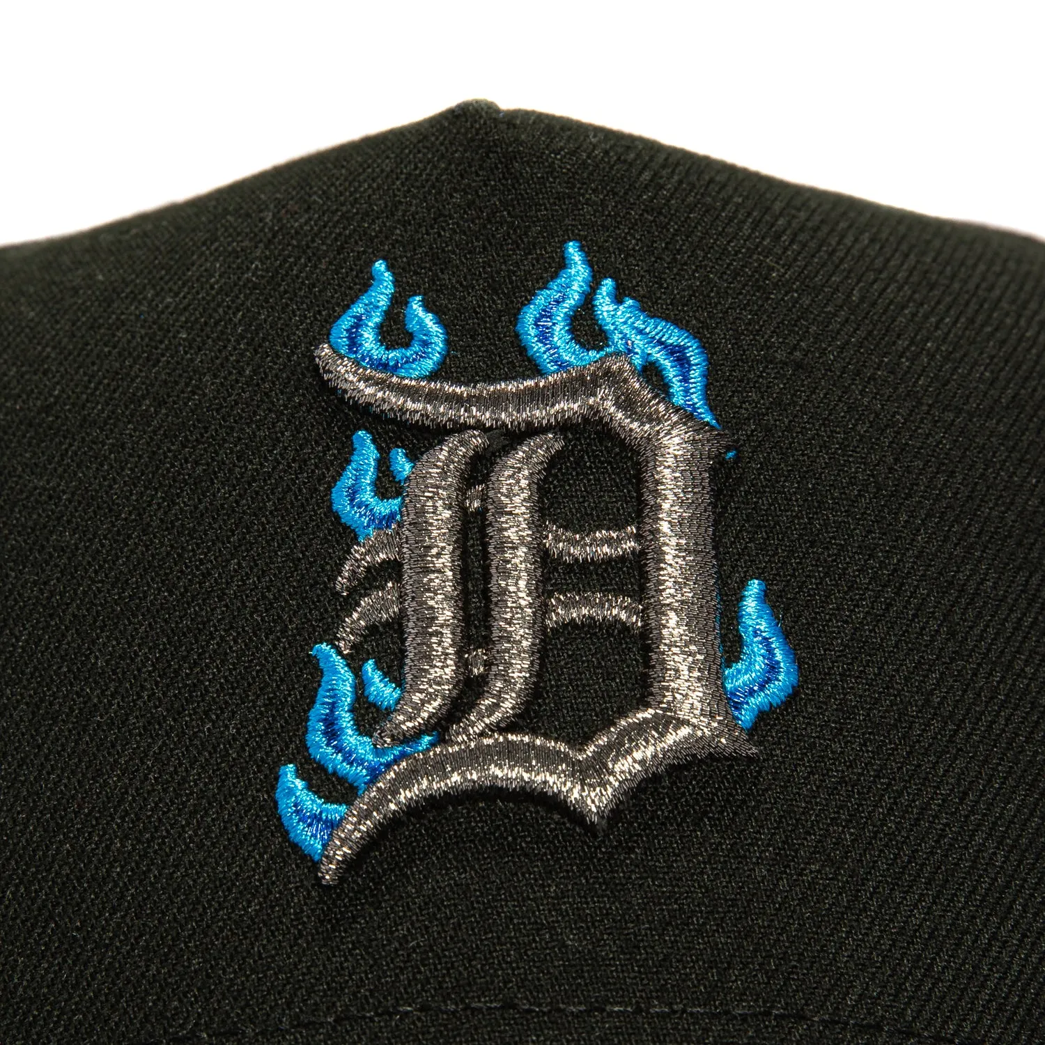 New Era 9Forty A-Frame Detroit Tigers Stadium Patch Snapback Flame Hat - Black, Light Blue