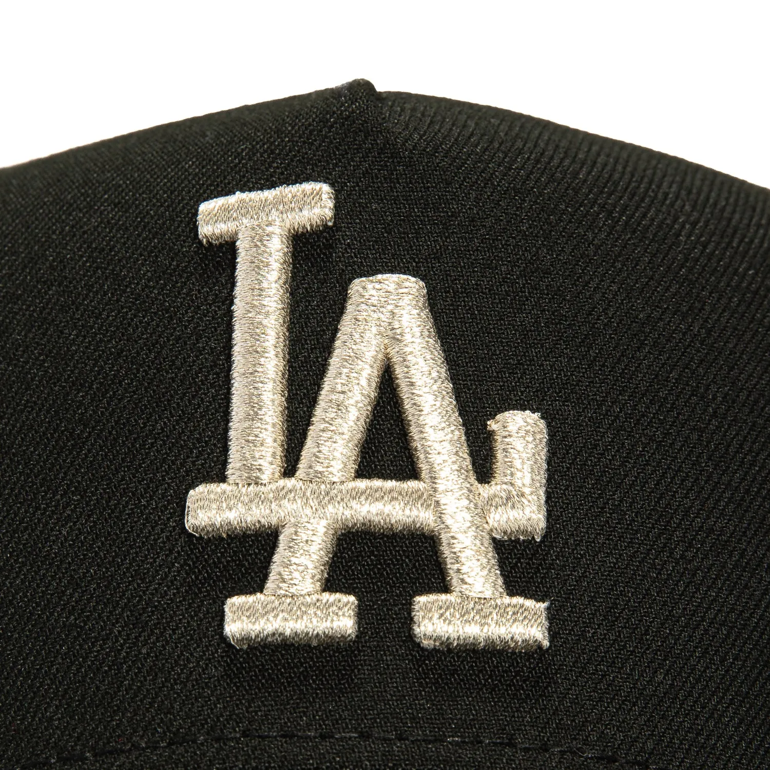 New Era 9Forty A-Frame Los Angeles Dodgers 1988 World Series Patch Snapback Hat - Black, Metallic Silver