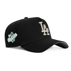 New Era 9Forty A-Frame Los Angeles Dodgers 1988 World Series Patch Snapback Hat - Black, Metallic Silver