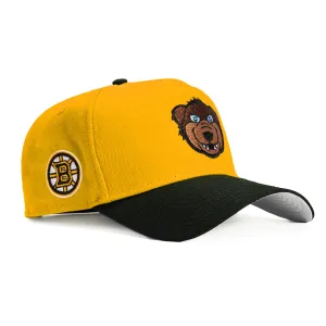 New Era 9Forty A-Frame Mascot Boston Bruins Logo Patch Blades the Bear Snapback Hat - Gold, Black