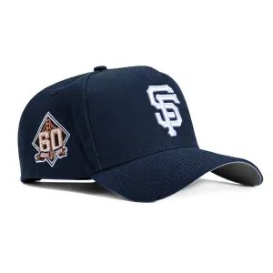 New Era 9Forty A-Frame San Francisco Giants 60th Anniversary Patch Snapback Hat - Navy, White