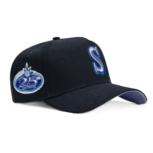 New Era 9Forty A-Frame Seattle Mariners 25th Anniversary Patch Snapback Hat - Navy