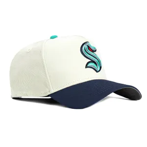 New Era 9Forty A-Frame White Dome Seattle Kraken Snapback Hat - White, Navy