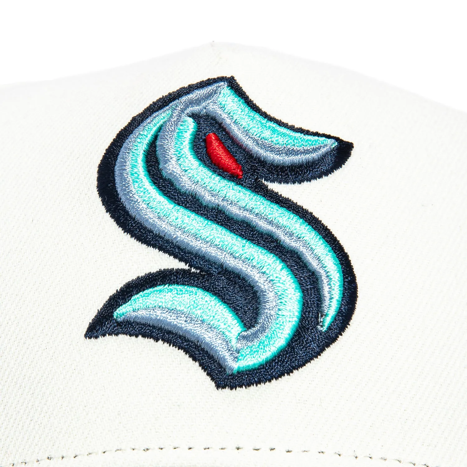 New Era 9Forty A-Frame White Dome Seattle Kraken Snapback Hat - White. Navy