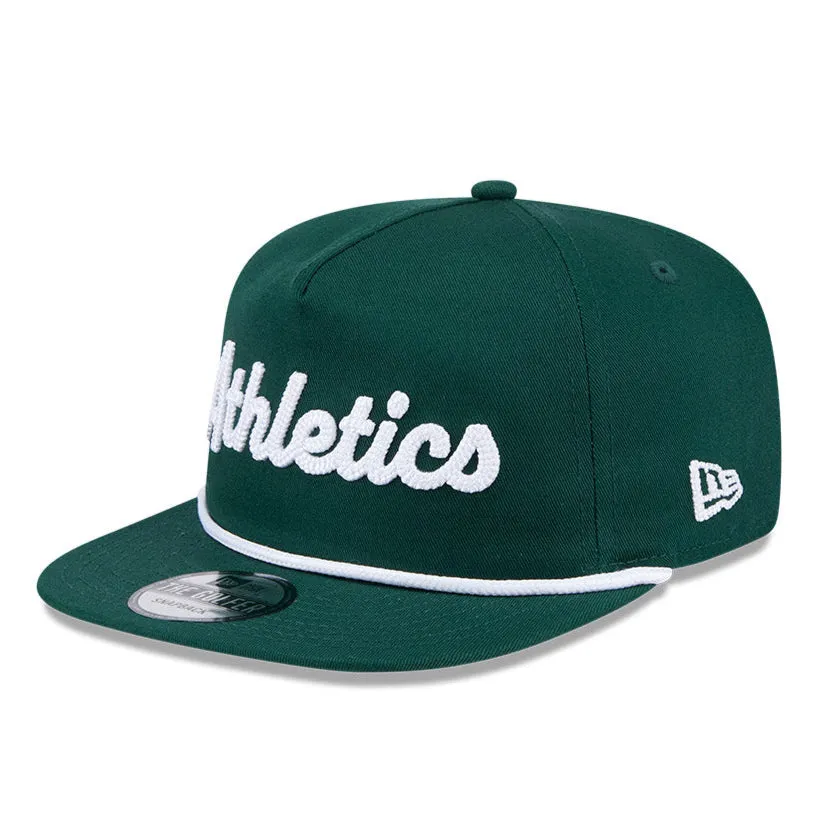 New Era Golfer Team Chain Stitch Oakland Athletics Logo Patch Snapback Hat - Green