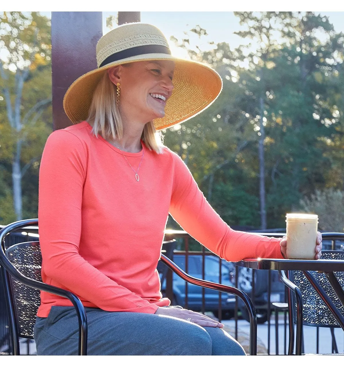 Shannon Wide Brim Beach Hat | Natural Color block