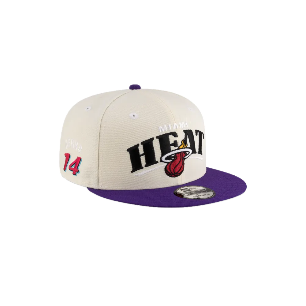 Tyler Herro New Era Cream Purple Snapback
