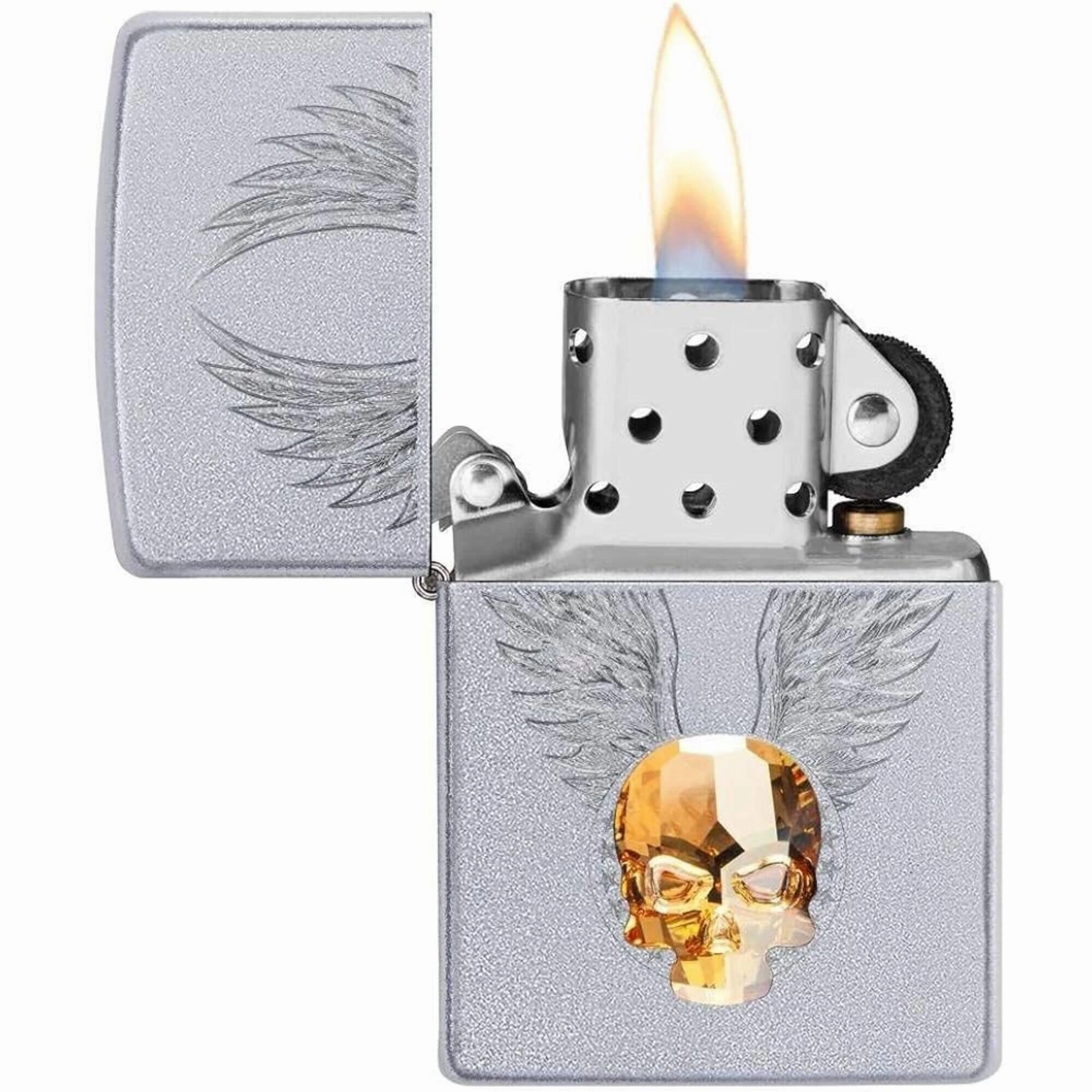Zippo Windproof Lighter - Gold Skull Design Metal Construction Refillable | 49034